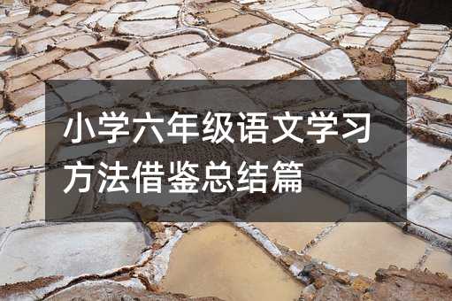 小學六年級語文學習方法借鑒總結篇