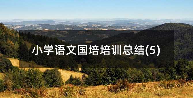 小學語文國培培訓總結(5)