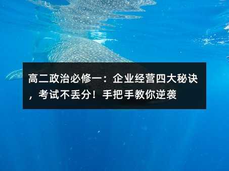 高二政治必修一:企業經營四大秘訣,考試不丟分!手把手教你逆襲