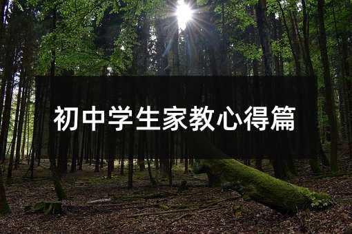 初中學生家教心得篇