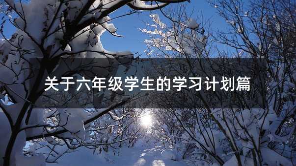 關于六年級學生的學習計劃篇