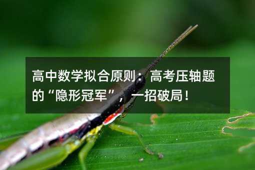 高中數學擬合原則:高考壓軸題的“隱形冠軍”,一招破局!