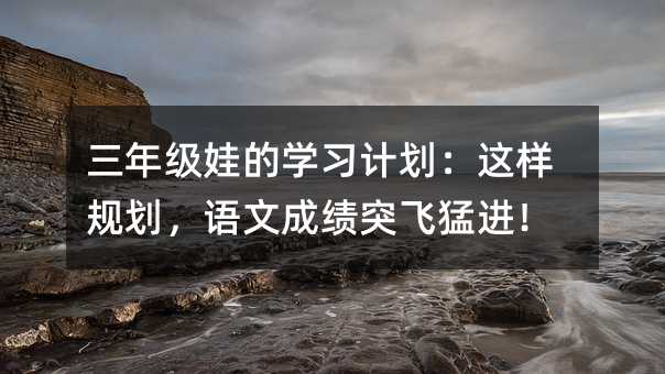 三年級娃的學習計劃:這樣規劃,語文成績突飛猛進!