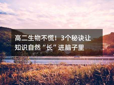高二生物不慌!3個秘訣讓知識自然“長”進腦子里