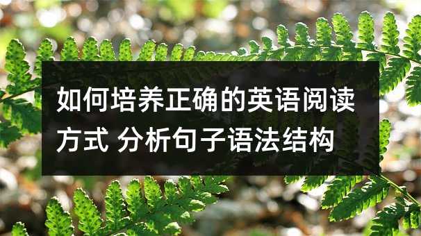 如何培養正確的英語閱讀方式 分析句子語法結構