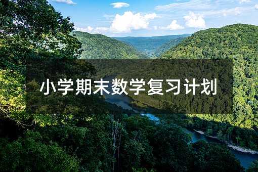 小學期末數學復習計劃