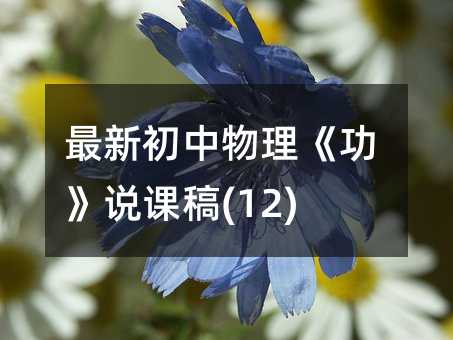最新初中物理《功》說課稿(12)