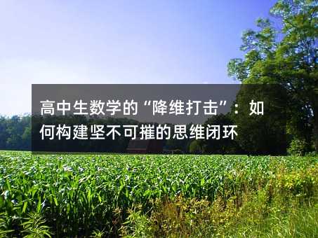 高中生數學的“降維打擊”:如何構建堅不可摧的思維閉環