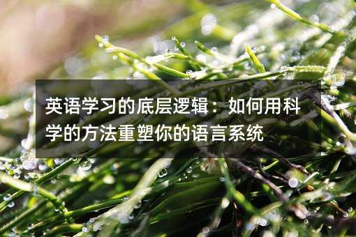 英語學習的底層邏輯:如何用科學的方法重塑你的語言系統