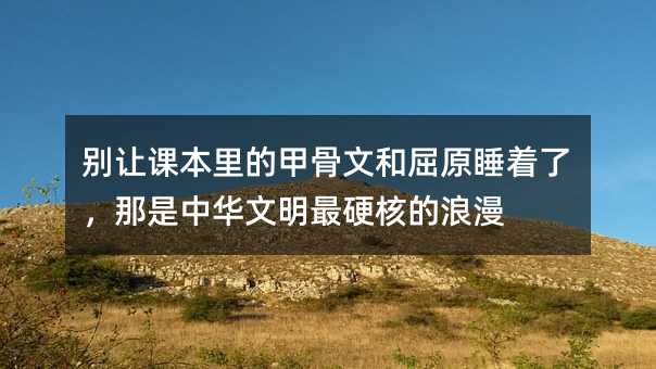 別讓課本里的甲骨文和屈原睡著了,那是中華文明最硬核的浪漫