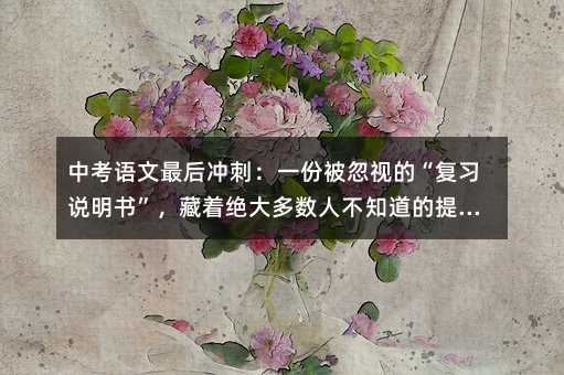 中考語文最后沖刺:一份被忽視的“復習說明書”,藏著絕大多數(shù)人不知道的提分真相