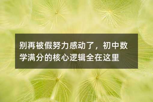 別再被假努力感動了,初中數學滿分的核心邏輯全在這里