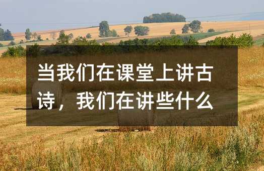 當我們在課堂上講古詩,我們在講些什么