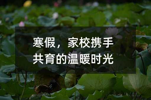 寒假,家校攜手共育的溫暖時光