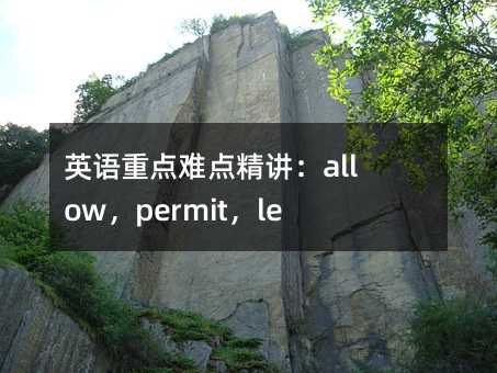 英語重點難點精講:allow,permit,let和promise